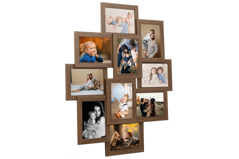 Fotoram för 10x(13x18 cm) bilder ljusbrun MDF - Ljusbrun - Inredning - Väggdekor - Ramar