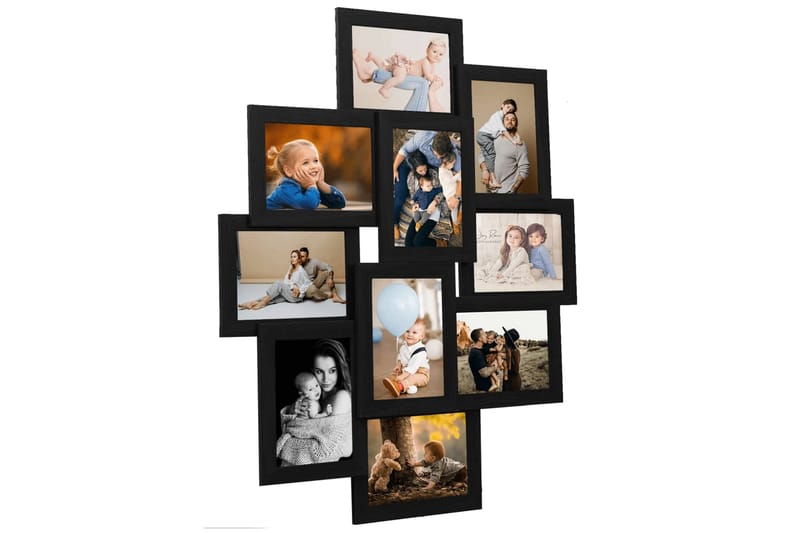 Fotoram för 10x(13x18 cm) bilder svart MDF - Svart - Inredning - Väggdekor - Ramar