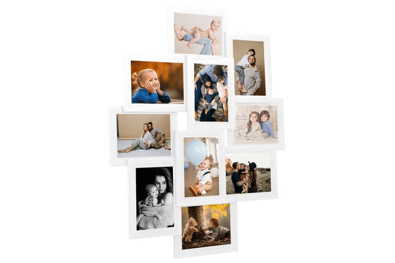 Fotoram för 10x(13x18 cm) bilder vit MDF - Vit - Inredning - Väggdekor - Ramar