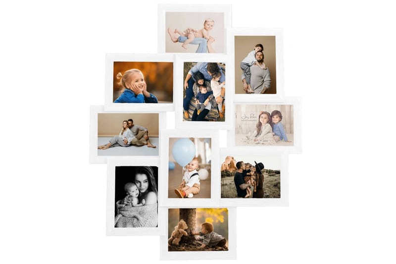 Fotoram för 10x(13x18 cm) bilder vit MDF - Vit - Inredning - Väggdekor - Ramar