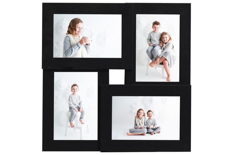 Fotoram för 4x(10x15 cm) bilder svart MDF - Svart - Inredning - Väggdekor - Ramar