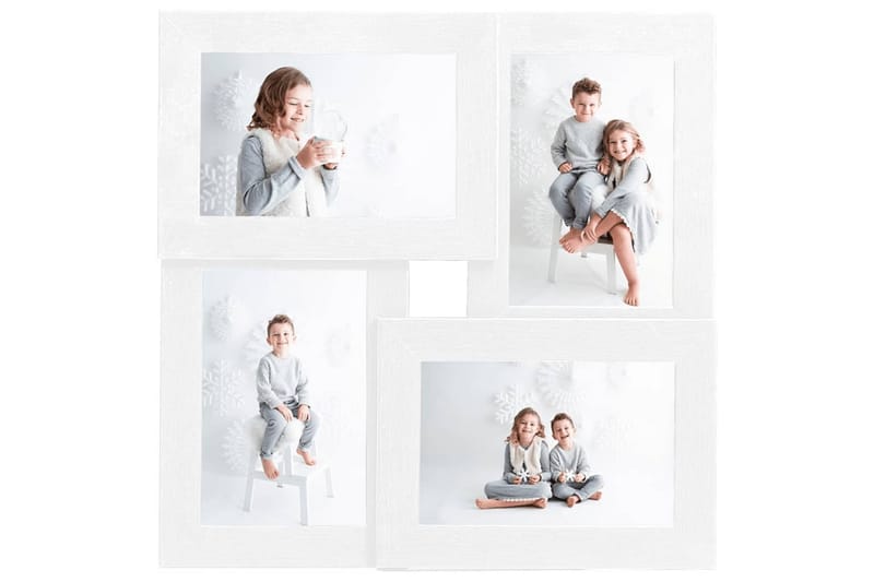 Fotoram för 4x(10x15 cm) bilder vit MDF - Vit - Inredning - Väggdekor - Ramar