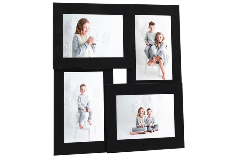 Fotoram för 4x(13x18 cm) bilder svart MDF - Svart - Inredning - Väggdekor - Ramar