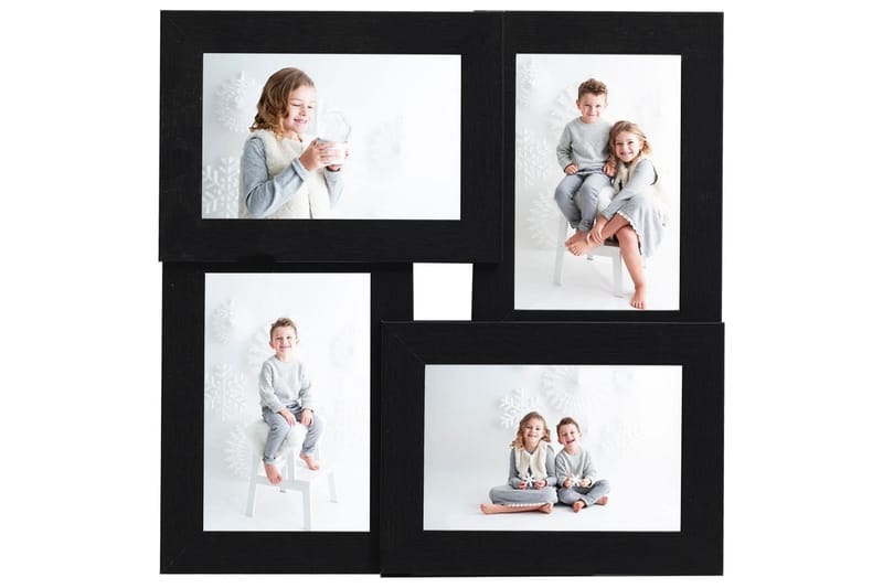 Fotoram för 4x(13x18 cm) bilder svart MDF - Svart - Inredning - Väggdekor - Ramar