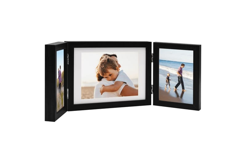 Tredelad fotoram svart 22x15 cm+2x(10x15 cm) - Svart - Inredning - Väggdekor - Ramar