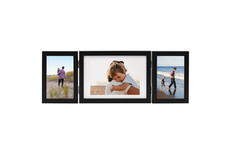 Tredelad fotoram svart 22x15 cm+2x(10x15 cm) - Svart - Inredning - Väggdekor - Ramar