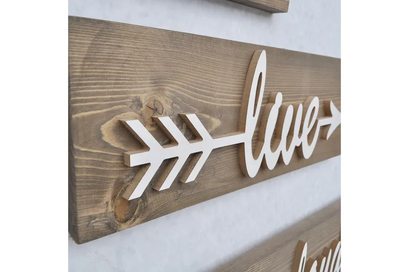 Evila Väggdekoration Love Live Laugh' - Brun - Inredning - Väggdekor - Skylt - Dörrskylt