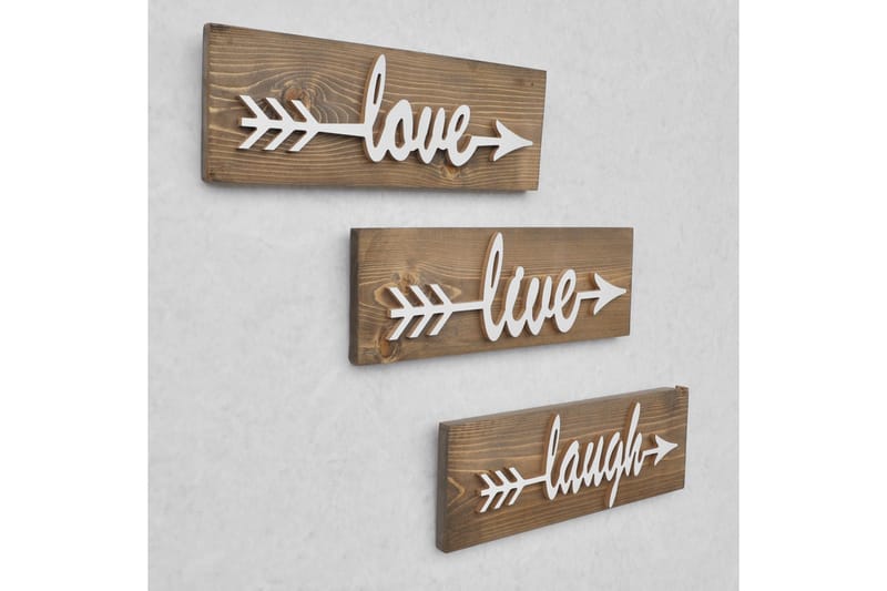 Evila Väggdekoration Love Live Laugh' - Brun - Inredning - Väggdekor - Skylt - Dörrskylt