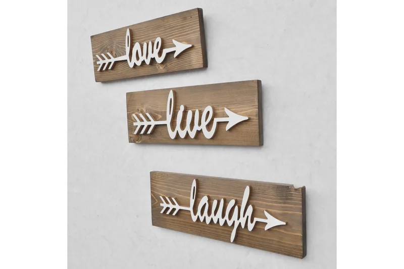 Evila Väggdekoration Love Live Laugh' - Brun - Inredning - Väggdekor - Skylt - Dörrskylt