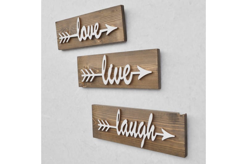 Evila Väggdekoration Love Live Laugh' - Brun - Inredning - Väggdekor - Skylt - Dörrskylt