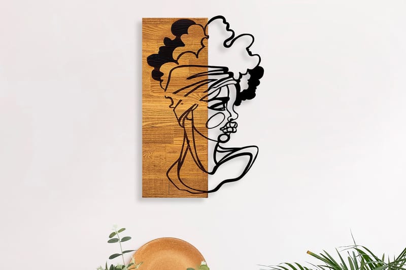 African Woman 3 Väggdekor, Svart/Ljus Valnöt