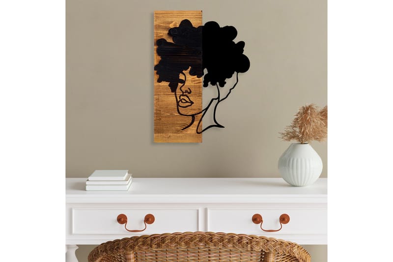 African Woman Väggdekor, Svart/Ljus Valnöt