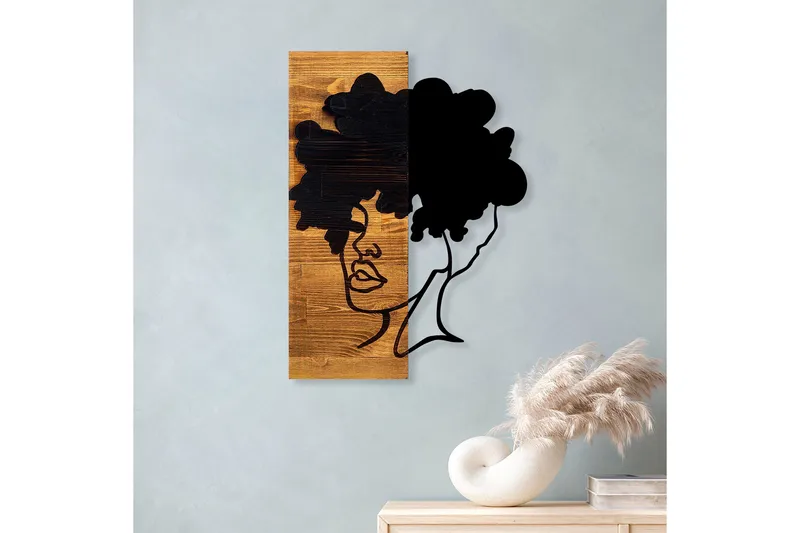 African Woman Väggdekor - Svart/Ljus Valnöt - Inredning - Väggdekor - Skylt - Plåtskyltar