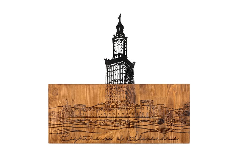 Alexandria Lighthouse Väggdekor - Svart/Valnöt - Inredning - Väggdekor - Skylt - Plåtskyltar