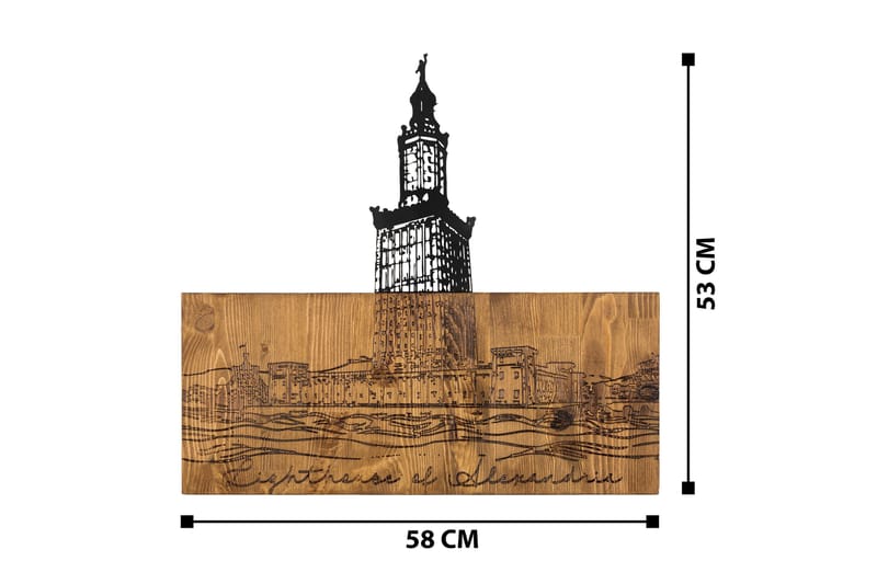 Alexandria Lighthouse Väggdekor - Svart/Valnöt - Inredning - Väggdekor - Skylt - Plåtskyltar