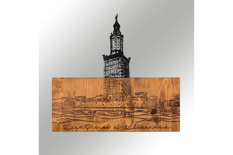 Alexandria Lighthouse Väggdekor - Svart/Valnöt - Inredning - Väggdekor - Skylt - Plåtskyltar
