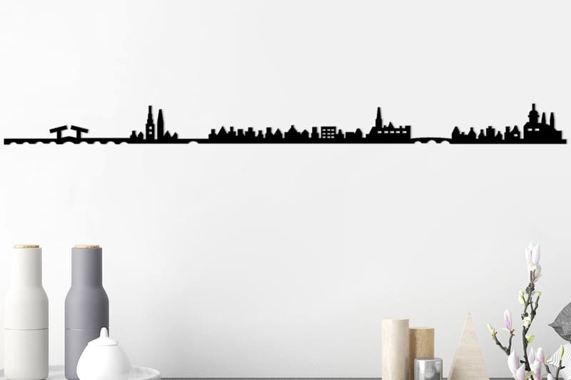 Amsterdam Skyline Väggdekor - Svart - Inredning - Väggdekor - Skylt - Plåtskyltar