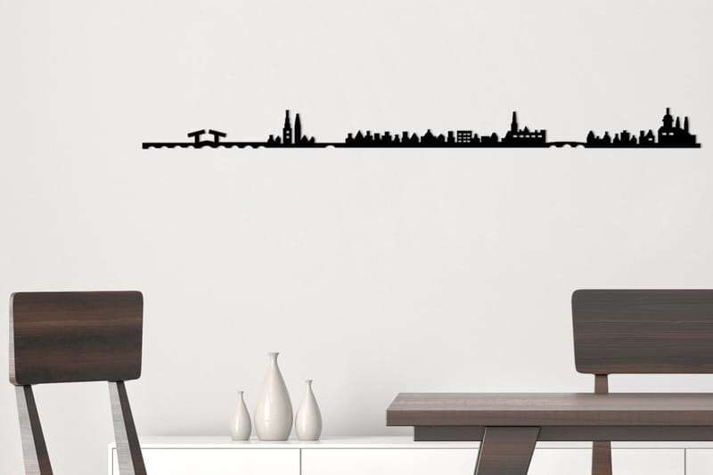 Amsterdam Skyline Väggdekor - Svart - Inredning - Väggdekor - Skylt - Plåtskyltar