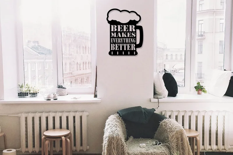 Beer Metal Decor Väggdekor, Svart