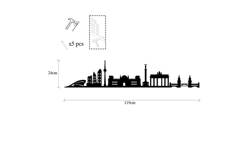 Berlin Skyline Väggdekor - Svart - Inredning - Väggdekor - Skylt - Plåtskyltar
