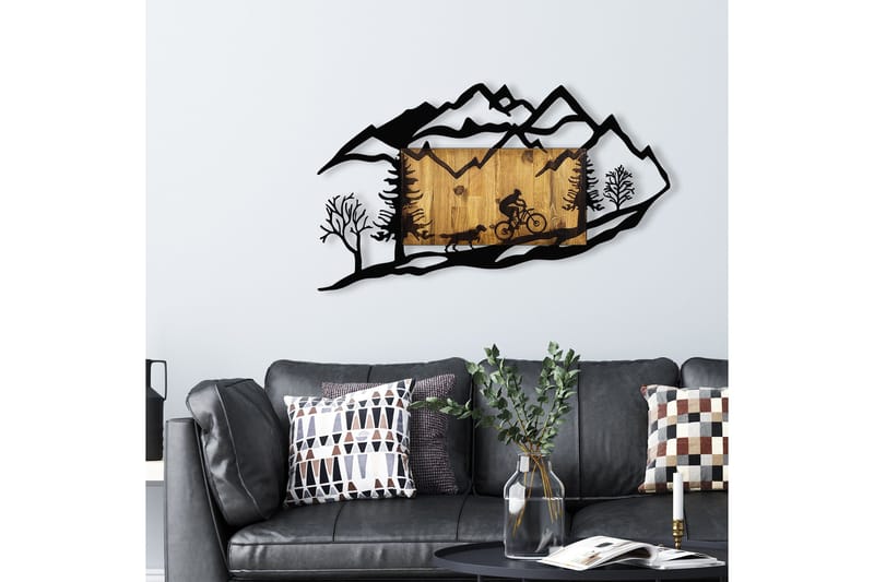 Bicycle Riding in Nature 1 Väggdekor - Svart/Valnöt - Inredning - Väggdekor - Skylt - Plåtskyltar