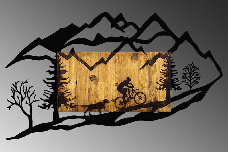 Bicycle Riding in Nature 1 Väggdekor - Svart/Valnöt - Inredning - Väggdekor - Skylt - Plåtskyltar