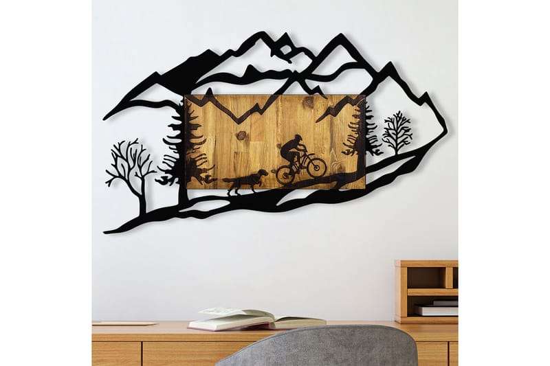 Bicycle Riding in Nature 1 Väggdekor - Svart/Valnöt - Inredning - Väggdekor - Skylt - Plåtskyltar