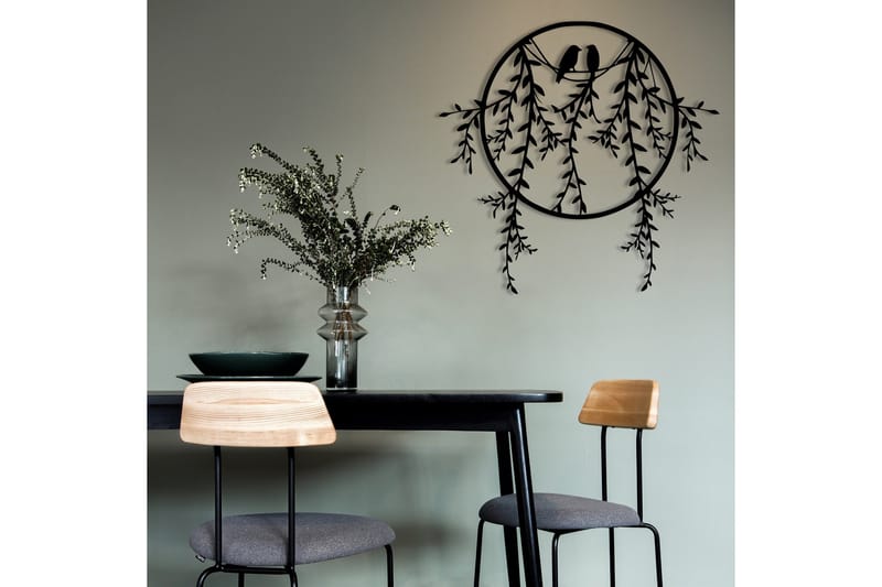 Birds on Tree Branch Väggdekor - Svart - Inredning - Väggdekor - Skylt - Plåtskyltar