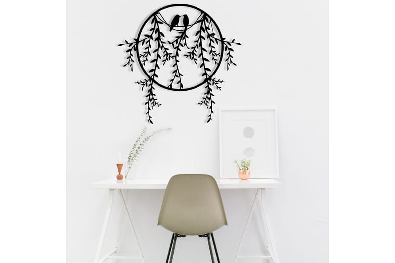 Birds on Tree Branch Väggdekor - Svart - Inredning - Väggdekor - Skylt - Plåtskyltar