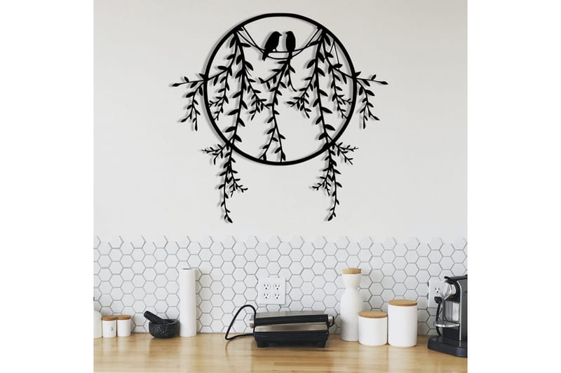 Birds on Tree Branch Väggdekor - Svart - Inredning - Väggdekor - Skylt - Plåtskyltar
