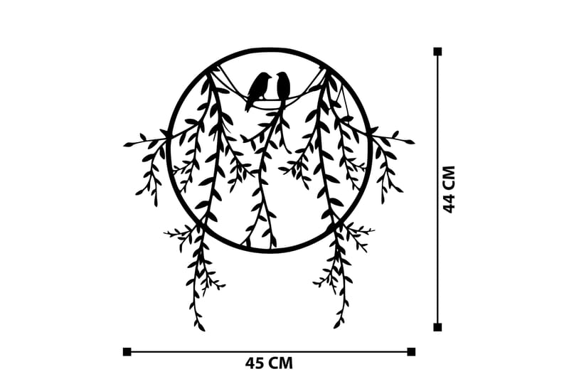 Birds on Tree Branch Väggdekor - Svart - Inredning - Väggdekor - Skylt - Plåtskyltar