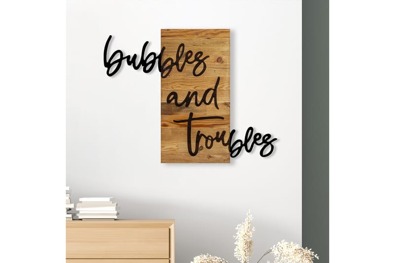 Bubbles And Troubles 1 Väggdekor - Svart/Valnöt - Inredning - Väggdekor - Skylt - Plåtskyltar