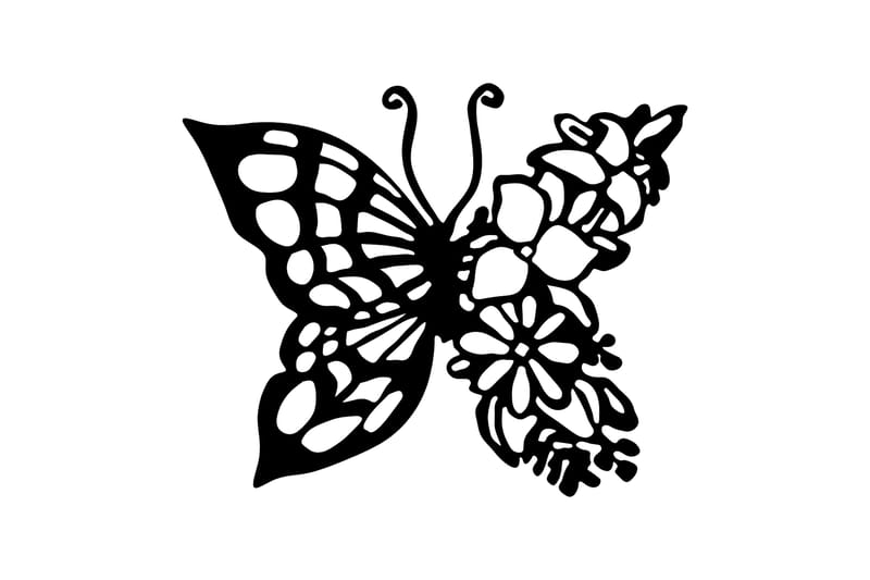 Butterfly From Flower Väggdekor - Svart - Inredning - Väggdekor - Skylt - Plåtskyltar