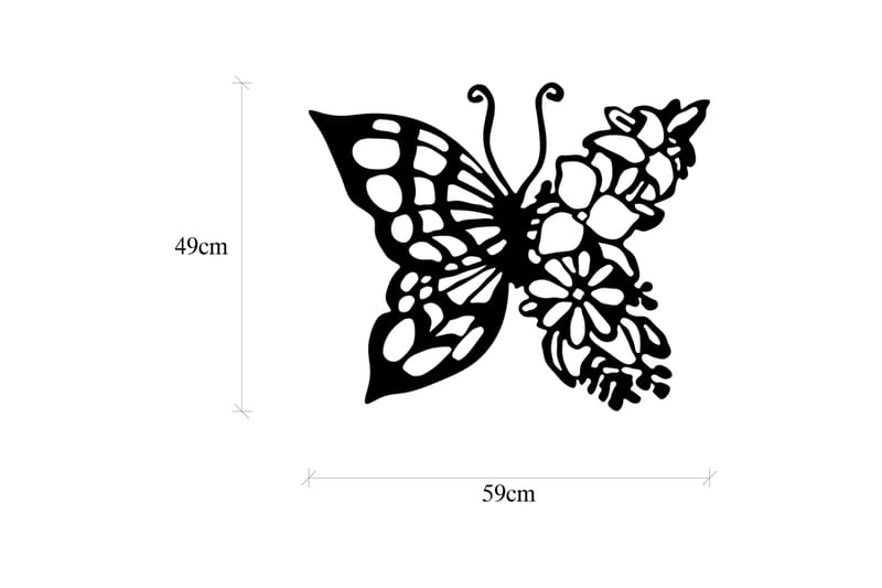 Butterfly From Flower Väggdekor - Svart - Inredning - Väggdekor - Skylt - Plåtskyltar