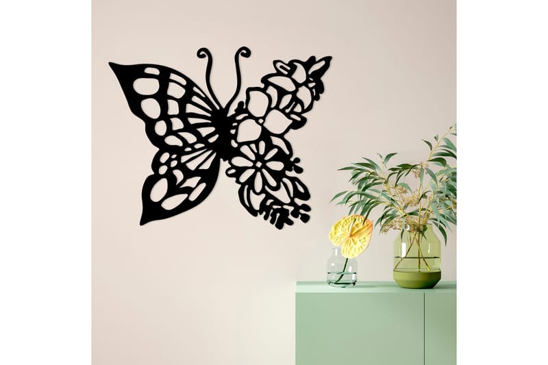 Butterfly From Flower Väggdekor - Svart - Inredning - Väggdekor - Skylt - Plåtskyltar