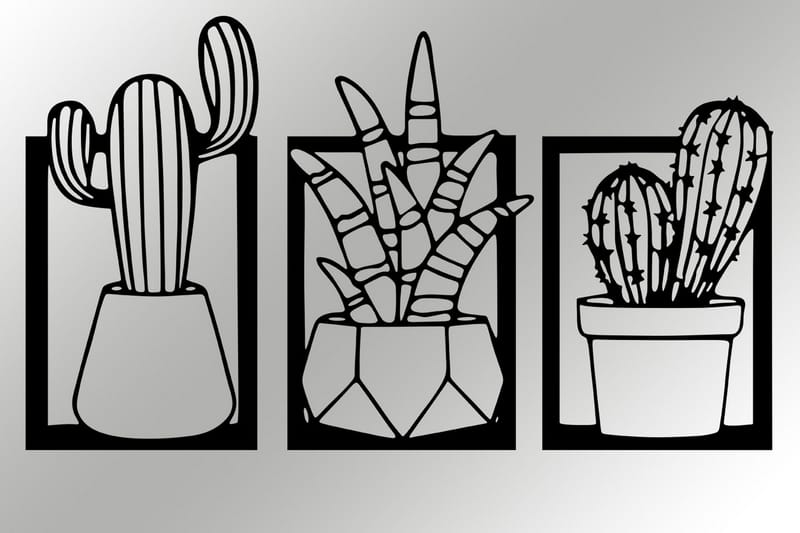 Cacti Väggdekor - Svart - Inredning - Väggdekor - Skylt - Plåtskyltar