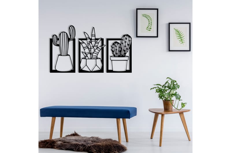 Cacti Väggdekor - Svart - Inredning - Väggdekor - Skylt - Plåtskyltar