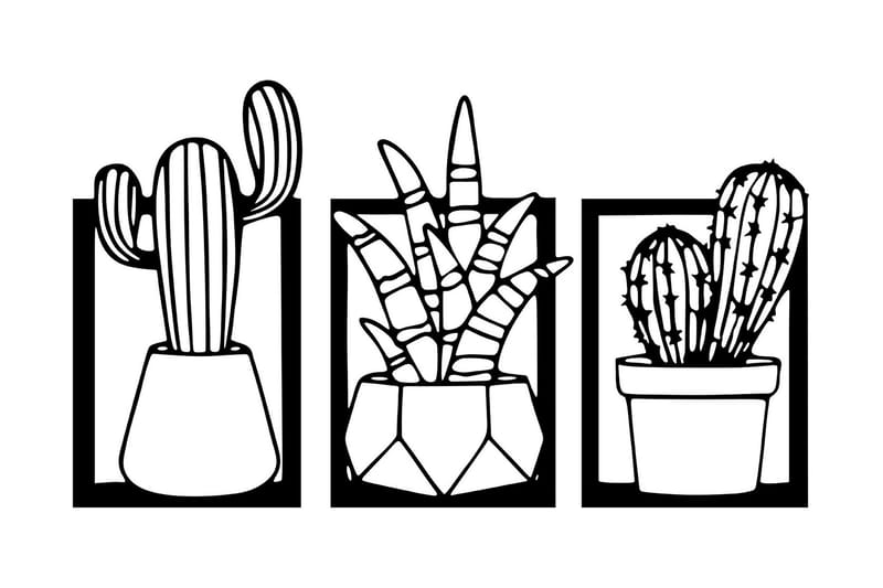 Cacti Väggdekor - Svart - Inredning - Väggdekor - Skylt - Plåtskyltar