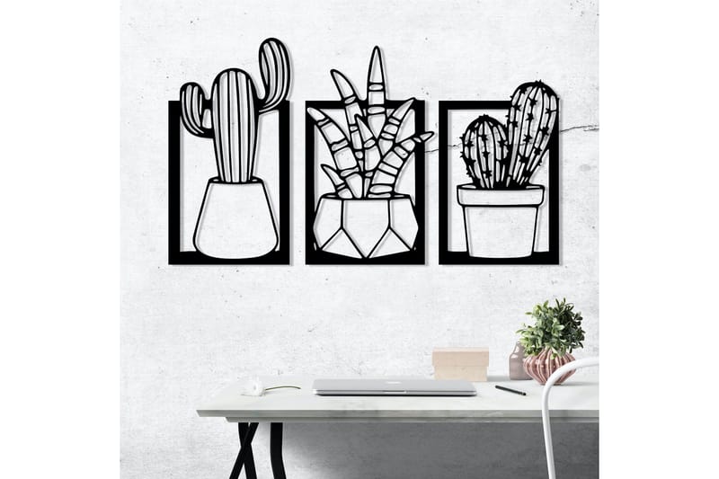 Cacti Väggdekor - Svart - Inredning - Väggdekor - Skylt - Plåtskyltar