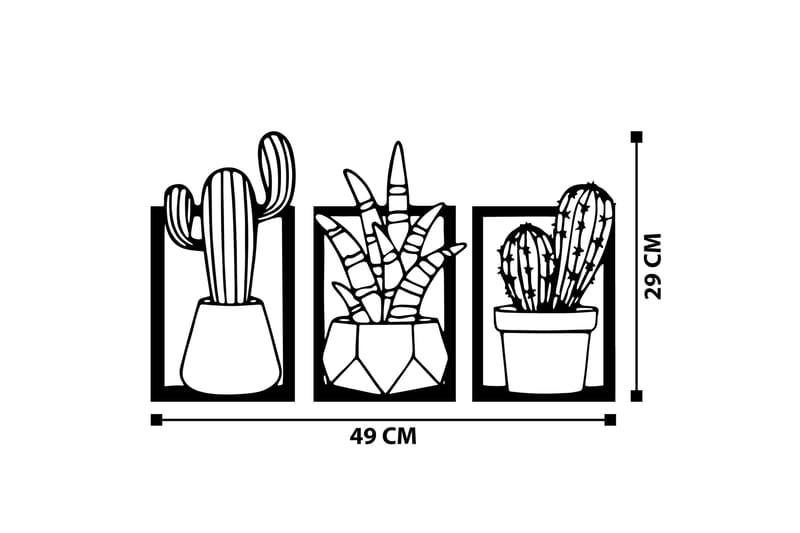 Cacti Väggdekor - Svart - Inredning - Väggdekor - Skylt - Plåtskyltar