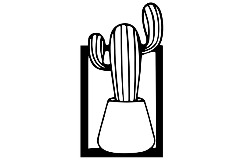Cactus Väggdekor, Svart