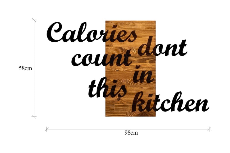 Calories Dont Count in This Kitchen Väggdekor - Svart/Valnöt - Inredning - Väggdekor - Skylt - Plåtskyltar