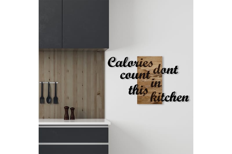 Calories Dont Count in This Kitchen Väggdekor - Svart/Valnöt - Inredning - Väggdekor - Skylt - Plåtskyltar