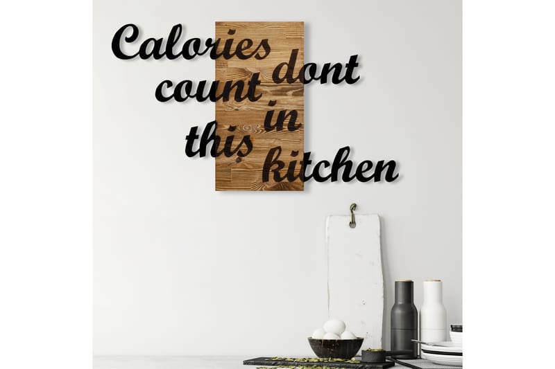 Calories Dont Count in This Kitchen Väggdekor - Svart/Valnöt - Inredning - Väggdekor - Skylt - Plåtskyltar