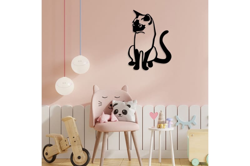 Cat 2 Metal Decor Väggdekor - Svart - Inredning - Väggdekor - Skylt - Plåtskyltar