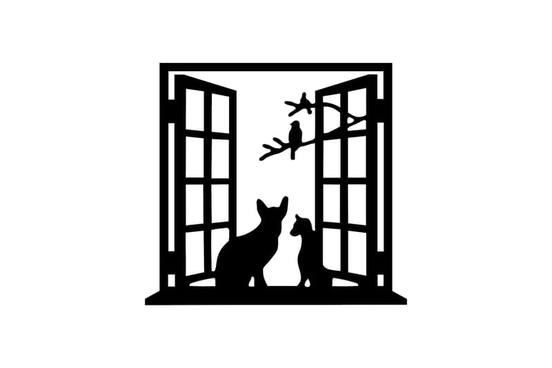 Cat In The Window Väggdekor - Svart - Inredning - Väggdekor - Skylt - Plåtskyltar
