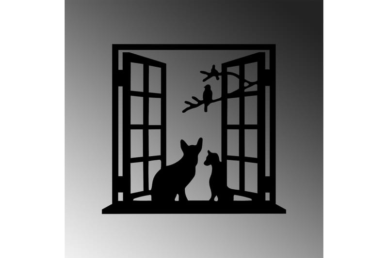 Cat In The Window Väggdekor - Svart - Inredning - Väggdekor - Skylt - Plåtskyltar