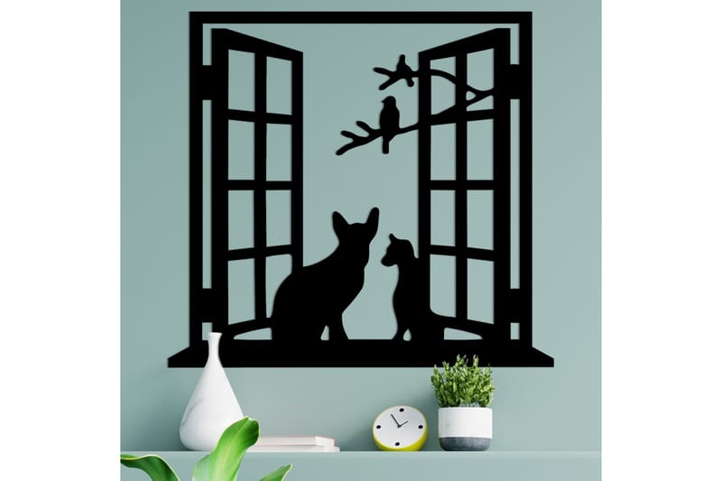 Cat In The Window Väggdekor - Svart - Inredning - Väggdekor - Skylt - Plåtskyltar