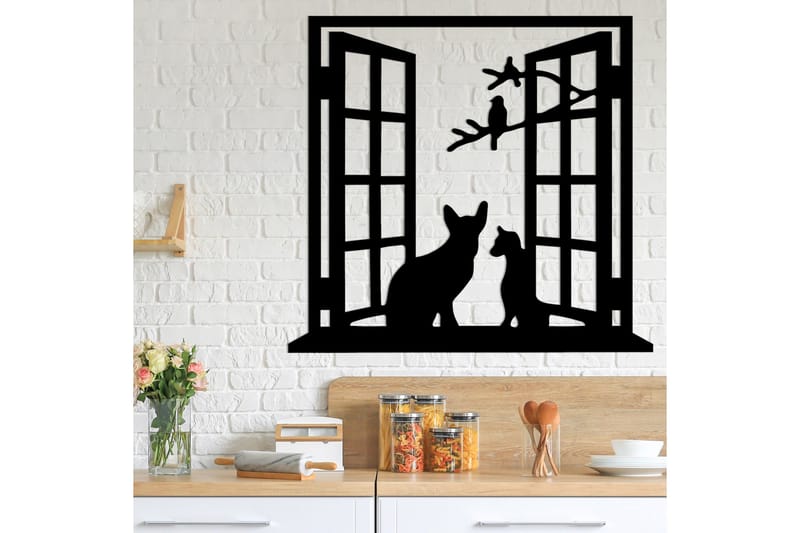 Cat In The Window Väggdekor - Svart - Inredning - Väggdekor - Skylt - Plåtskyltar