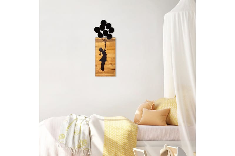 Child And Balloons Väggdekor - Svart - Inredning - Väggdekor - Skylt - Plåtskyltar